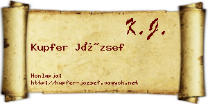 Kupfer József névjegykártya